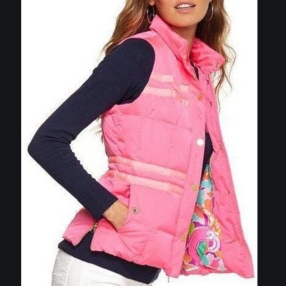 LILLY PULITZER Kate Lulu Grosgrain Ribbon Puffer Vest NWOT
